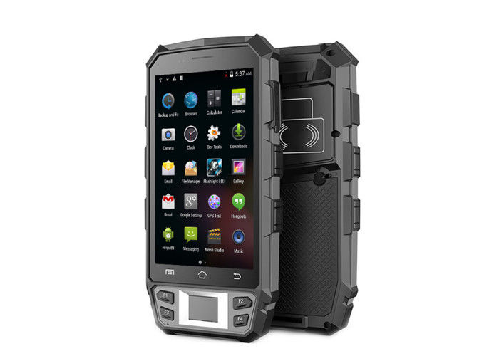 UHF RFID Handheld Reader Rugged With Fingerprint / 1D 2D Barcode Scanner And NFC Reader